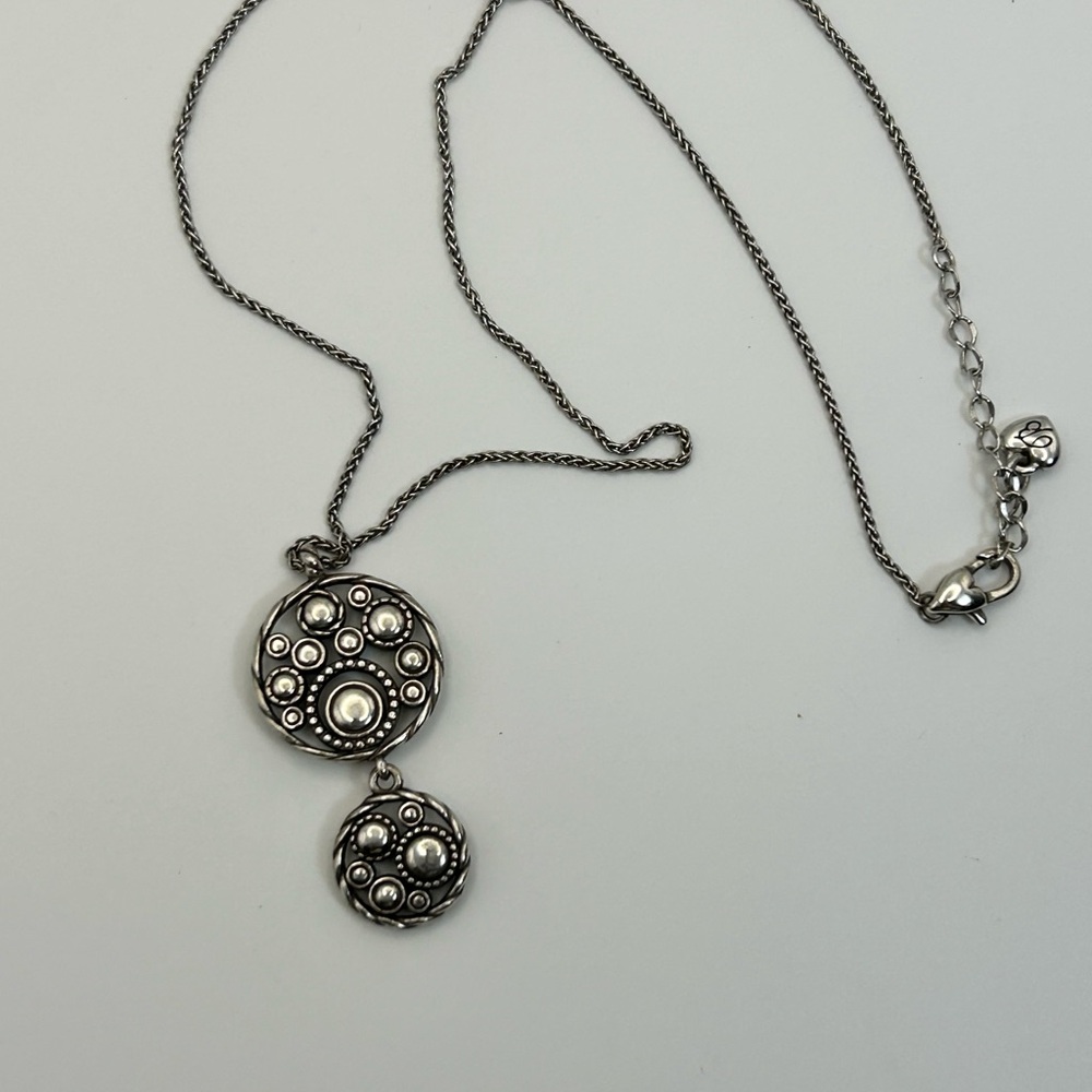 Brighton Halo Dual Pendants Necklace Silver Plated Blue Lavender Crystals - Picture 6 of 11